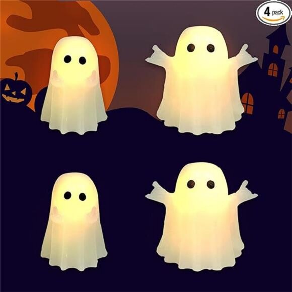 4 Pack Halloween Decorations Indoor, LED Ghost Decor Flameless Taper Candles - Picture 7 of 7